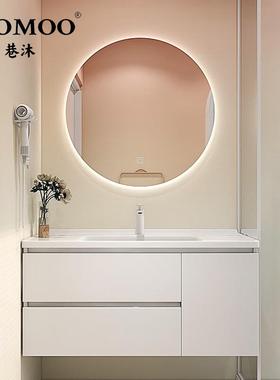 实木浴室柜组合现代简约陶瓷一体盆洗手洗脸台盆轻奢卫生间洗漱台