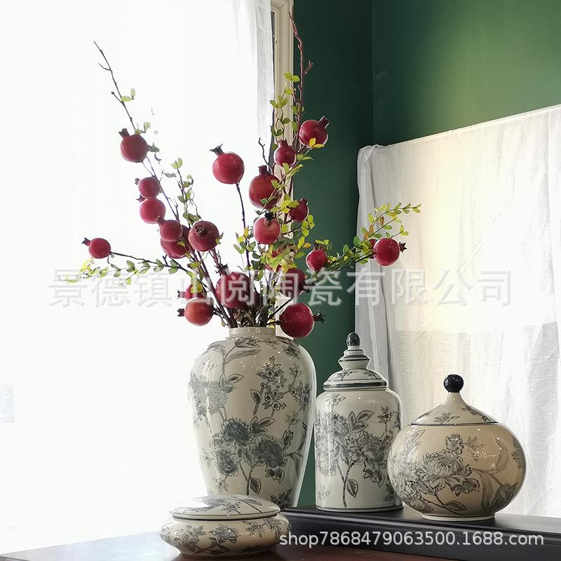 陶瓷瓶新中式青花瓷花瓶客厅电视柜水培插花复古装饰罐摆件