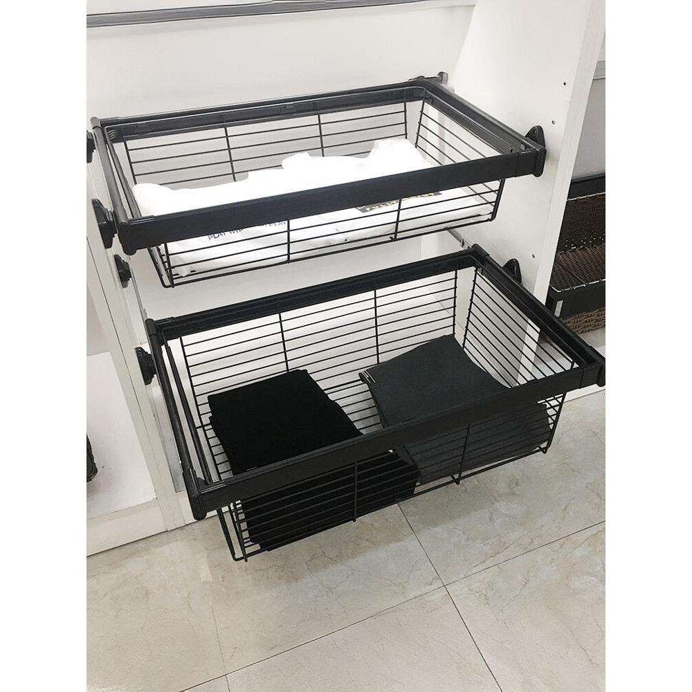 衣柜拉篮抽屉式收纳藤篮衣橱内置伸缩裤架家用柜子推拉收纳置物篮