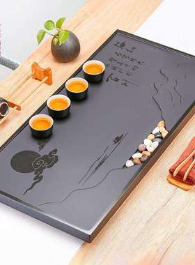 乌金石茶盘天然茶室整块家用办公刻ogo干泡盘石茶盘