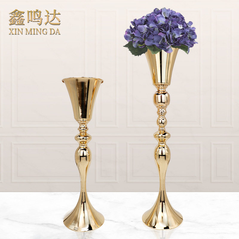 婚礼桌花器铁艺美人鱼插花路引烛台装饰摆件创意工艺品金属花瓶