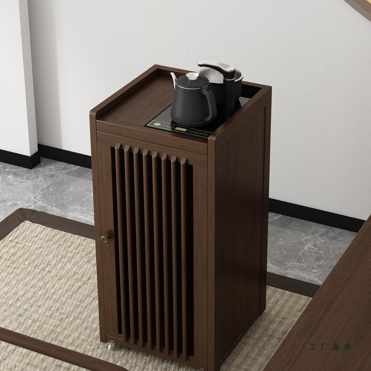 茶桌家用小茶台边柜侧柜实木泡茶吧茶几烧水壶一体纯净水桶架柜子