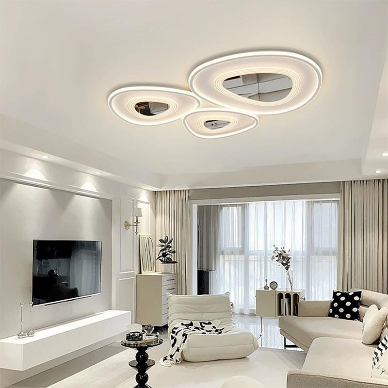 客厅吸顶灯新款铬色创意鹅卵石卧室灯具现代简约大气护眼中山灯具