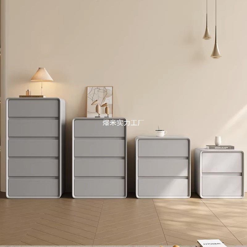 奶油风实木三四五斗柜客厅抽屉柜储物柜卧室简约现代收纳柜床头柜