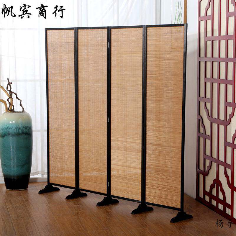客厅隔断屏风简易折叠卧室遮挡移动家用简约现代中式实木墙竹子屏