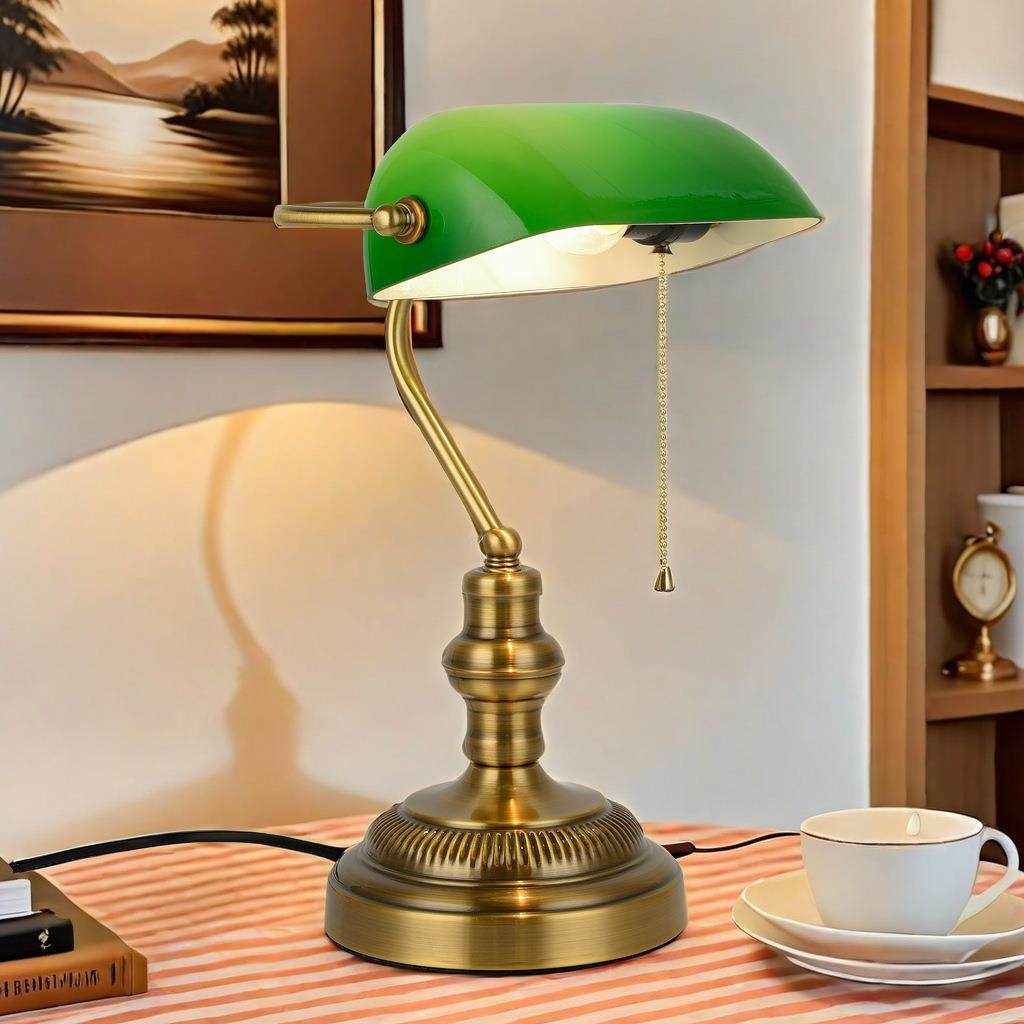 美式复古经典民国上海银行台灯办公室书房书桌夜灯阅读拉链调光