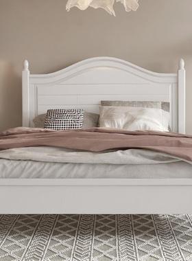 美式轻奢实木床1.8米现代简约双人床1.5次卧白色公主床经济型婚床