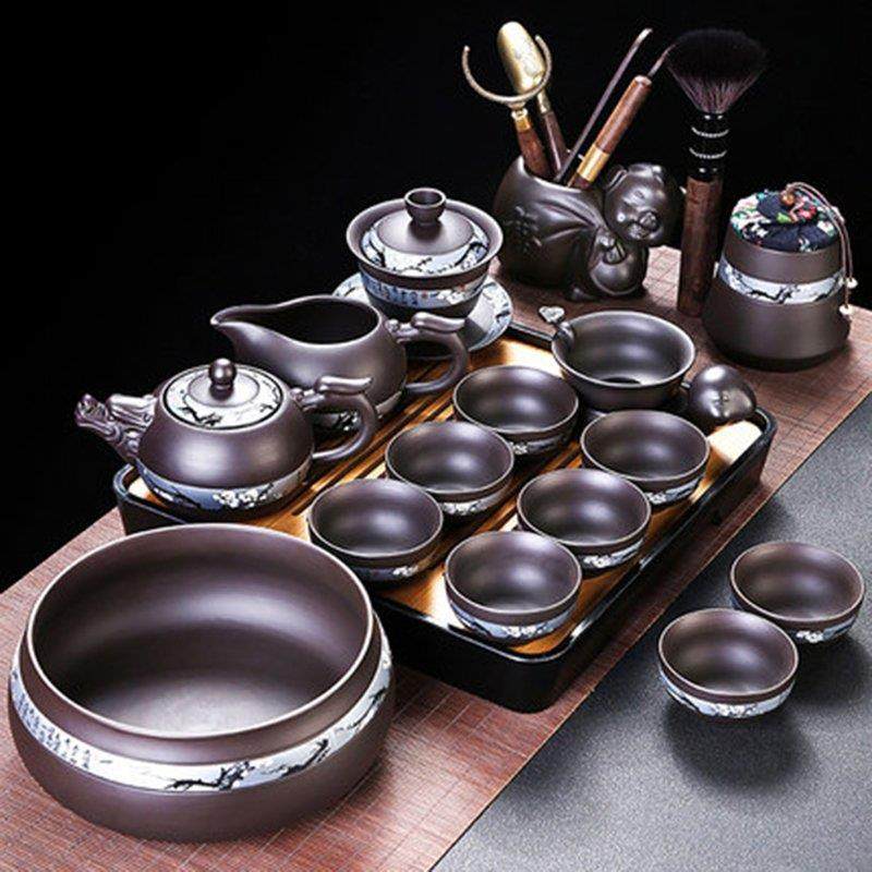 紫砂茶具套装办公家用整套功夫现代简约茶壶盖碗泡茶杯茶洗茶道