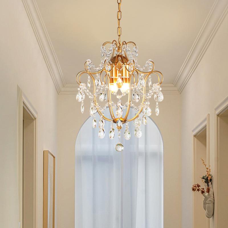美式乡村水晶灯法式轻奢餐厅玄关入户门厅阳台吧台楼梯水晶小吊灯