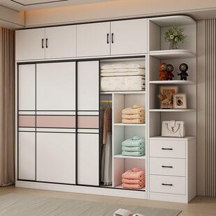 实木生态板衣柜家用卧室儿童出租房推拉门衣橱移门柜子储物柜加厚