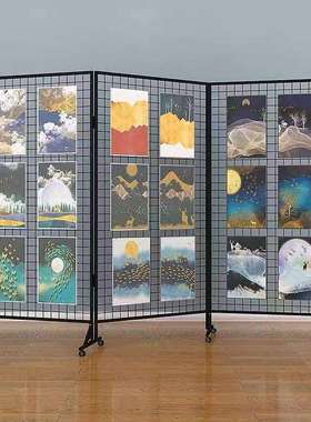 铁艺网格折叠展示架幼儿园美工区作品书法画展网架立式移动置包邮