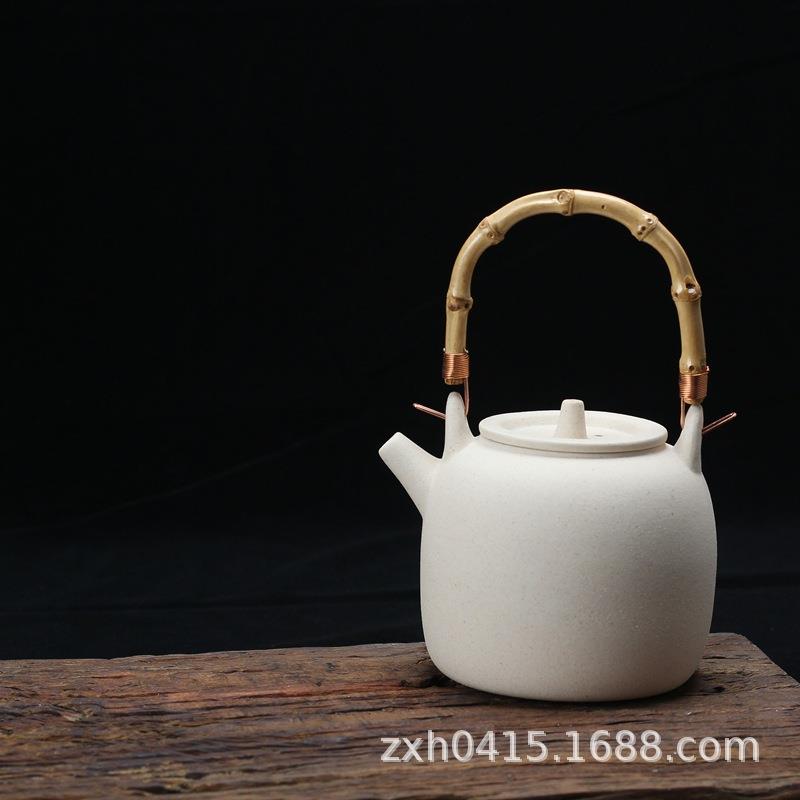 白泥煮茶壶烧水壶电陶炉炭炉专用茶壶竹提梁陶瓷壶大容量日式陶壶