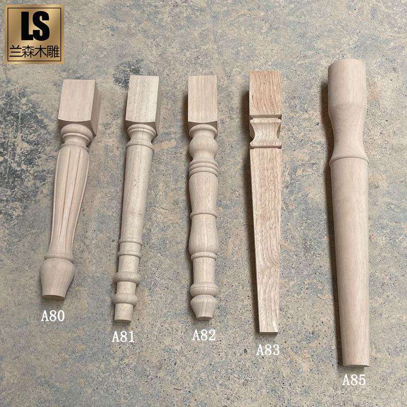 东阳木雕欧式桌腿实木圆柱腿方腿柜脚立柱车木腿餐椅腿现货雕花腿