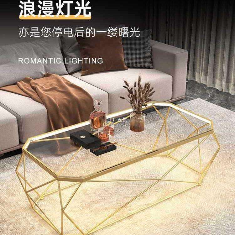 茶几小户型客厅家用桌轻奢现代简约钢化玻璃服装店沙发边几网红款