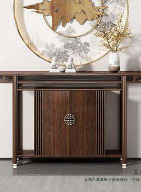 新款中式玄关柜乌金木条案实木玄关桌入户正对门供桌靠墙窄玄关台