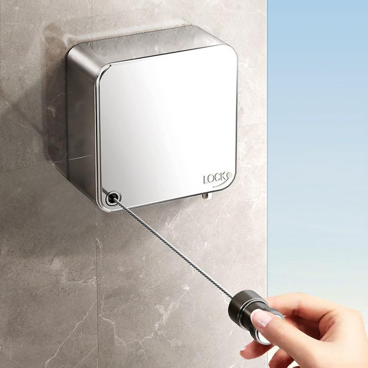 阳台隐形收缩晾衣绳免打孔不锈钢室内伸缩钢丝晾衣架凉衣衣服