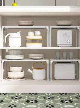 厨房桌面置物架台面分层收纳隔板架子橱柜内碗碟小架子调味料