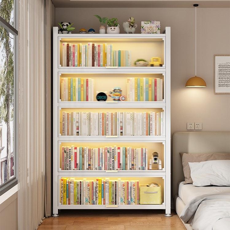 钢制书柜带门儿童防尘书架家用储物柜客厅书籍收纳架子卧室收纳柜