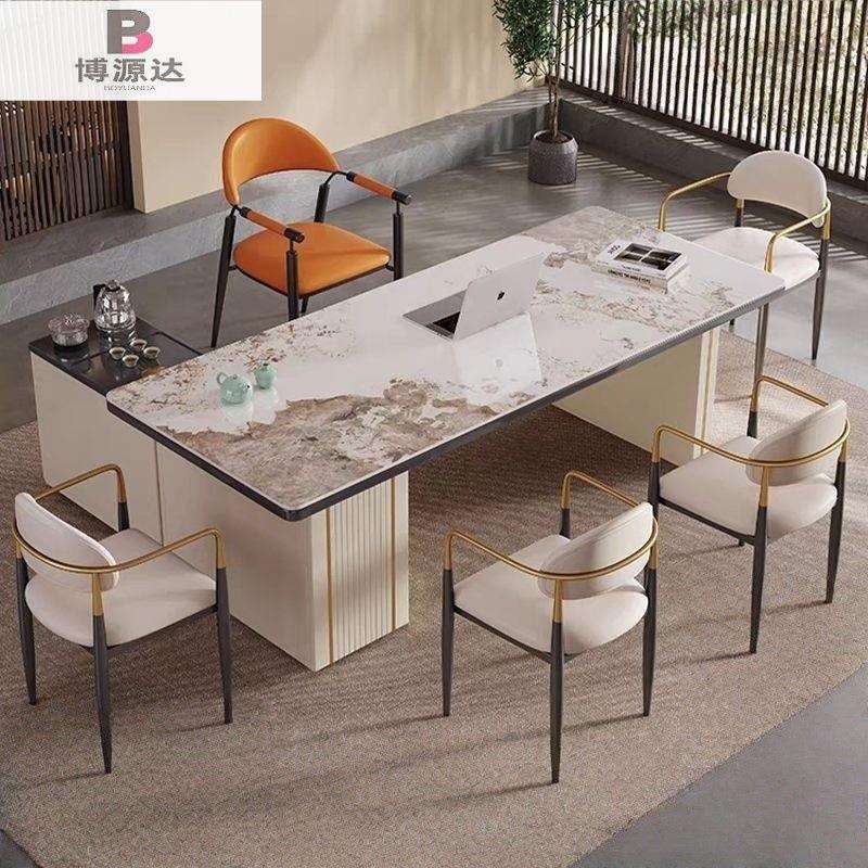 简约岩板茶桌椅组合家用客厅一体办公室可移动岛台现代多功能茶桌