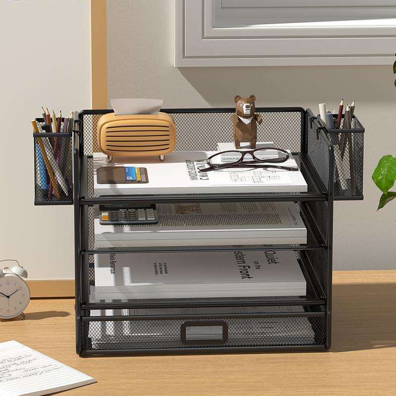 a4金属文件架可抽拉文件夹文件收纳架抽屉式收纳盒文件框办公室桌