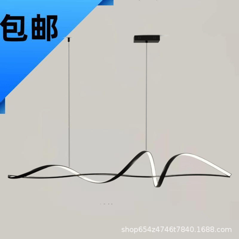 餐厅吊灯现代简约网红新款高级极简长条家用个性大气北欧饭厅主灯