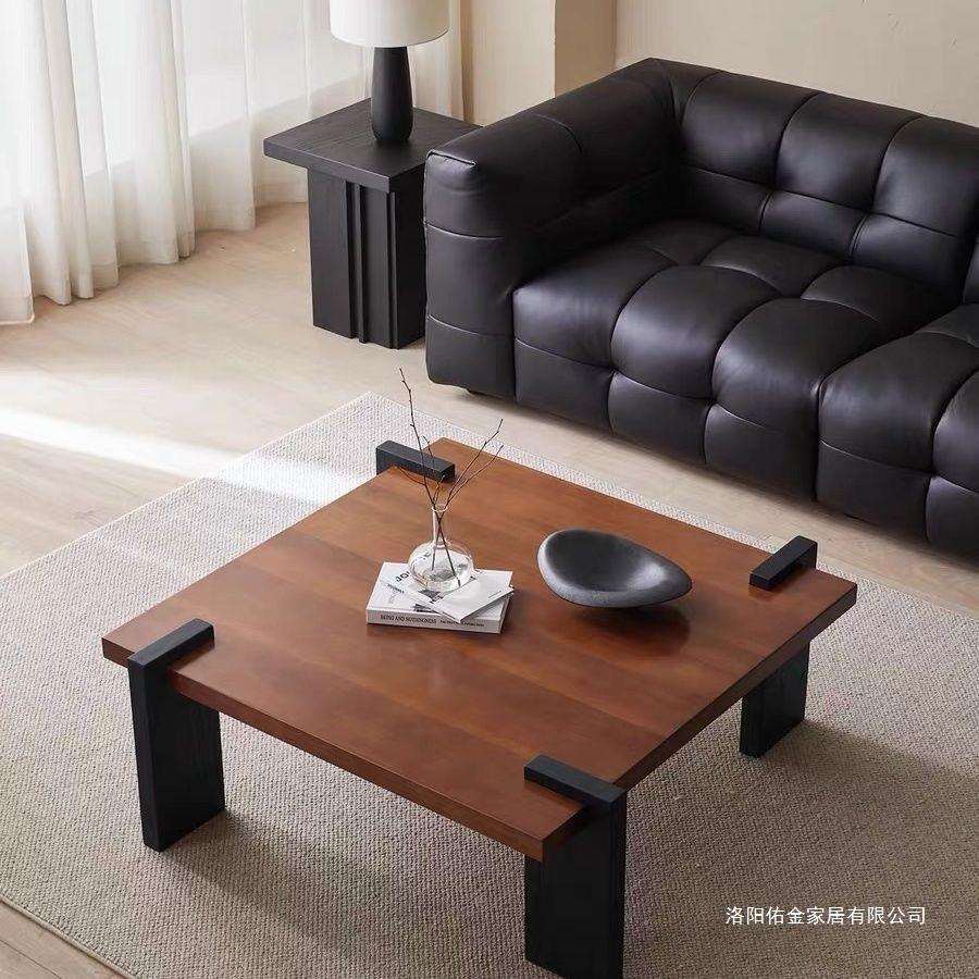 现代日式轻奢大方几日实木原木简约方形茶几桌子小户型设计师客厅