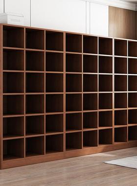 书架一体靠墙落地格子柜客厅展示柜简易柜子储物柜家用书柜置物架