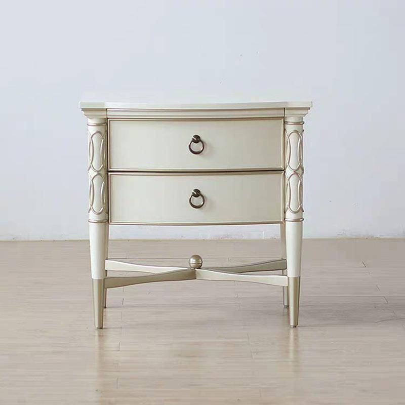 美式现代桃花芯实木床头柜简美轻奢主卧深咖时尚欧式床边斗柜高端