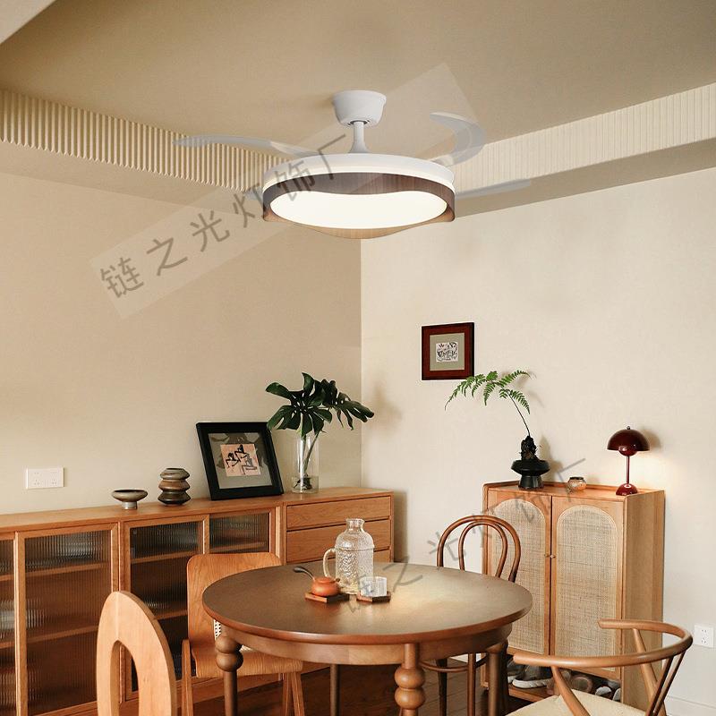 全光谱简约风隐形风扇灯大风力三色可变一体风扇灯家用新款餐厅灯