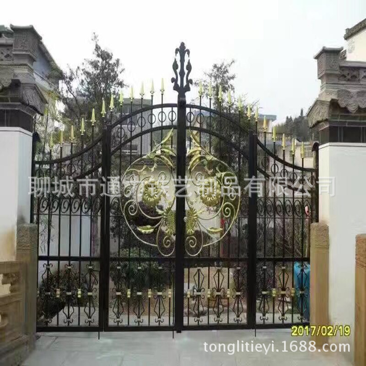 山东可做 铁艺别墅庭院铁门 防盗门护栏门 花园小区欧式门