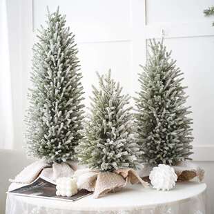 桌面韩式圣诞树摆件PE植绒圣诞树绿色圣诞树橱窗布置派对装饰道具