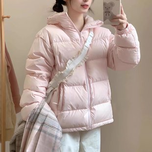 冬季小个子粉色短款羽绒棉衣棉服外套女款冬天加厚学生面包服棉袄