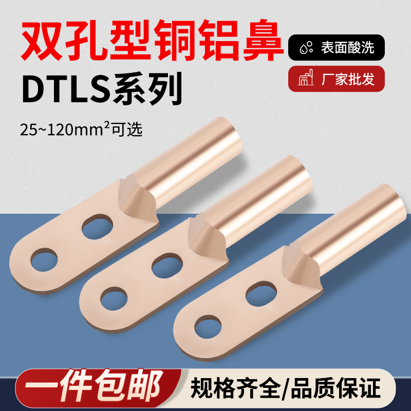 双孔铜鼻子DTS25/35/70/95/120/150/185/240/300平方线耳接线端子