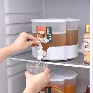 三格可旋转带龙头放冰箱茶壶家用柠檬水瓶凉水桶 塑料冷水壶套装