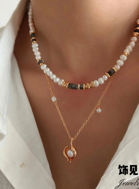 小众花苞天然珍珠吊坠项链时髦气质高雅别致锁骨链独特轻奢颈饰女