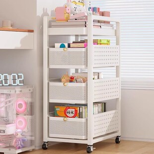 书包置物架碳钢可移动小推车书本收D纳层架桌下多层放书包带滑轮