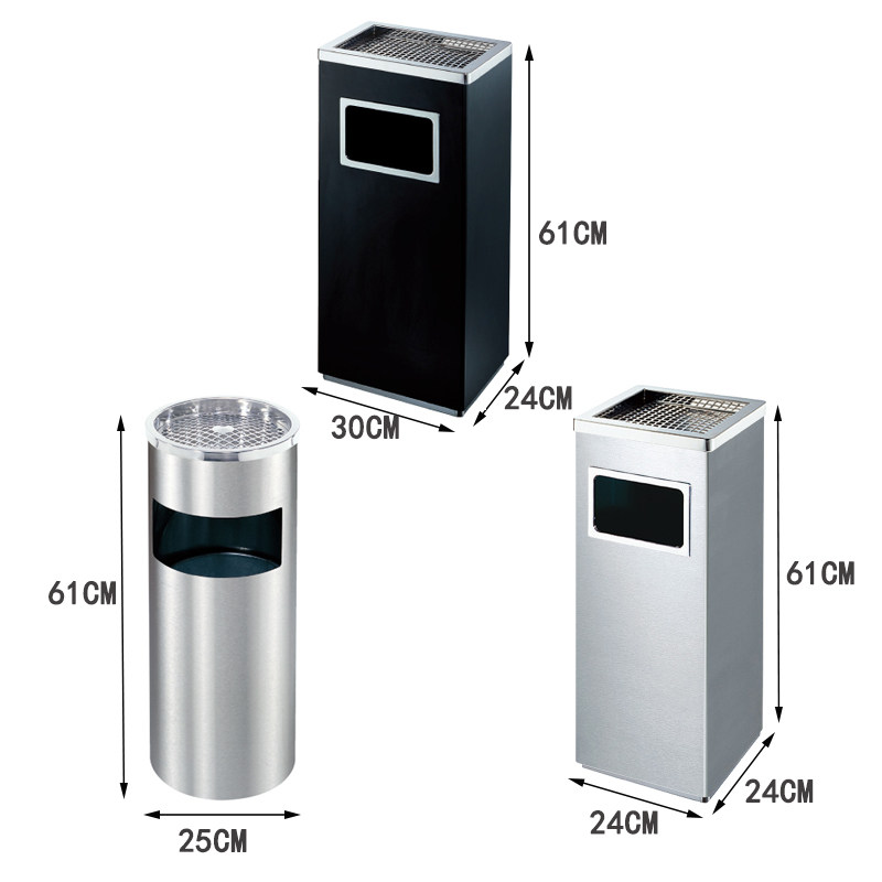 酒店大堂不锈钢j垃圾桶带烟灰缸立式银行大号办公室圆W形公共垃圾