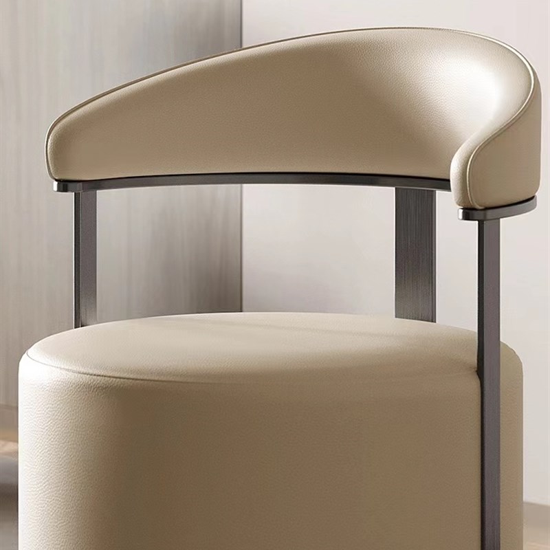 简约现代茶桌客人l椅不锈钢高级师凳子化妆台靠背椅休闲吧台椅