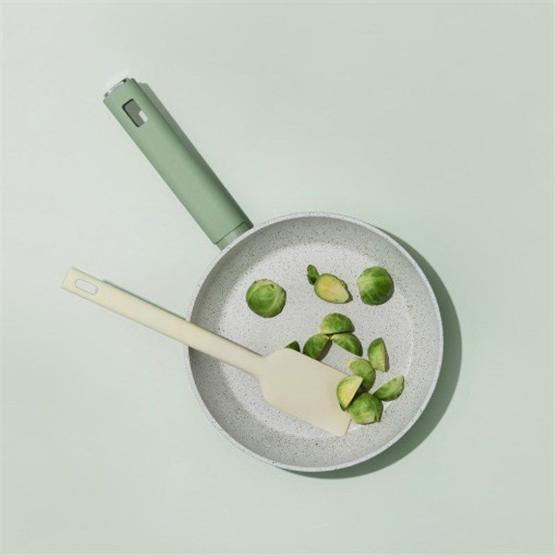 韩国直邮f电磁炉燃气通用好用好看薄荷绿煎锅炒锅平底锅不粘锅