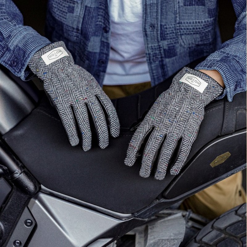 复古机车手套拼接毛尼加v绒长款户外摩托车男女骑行防风通勤