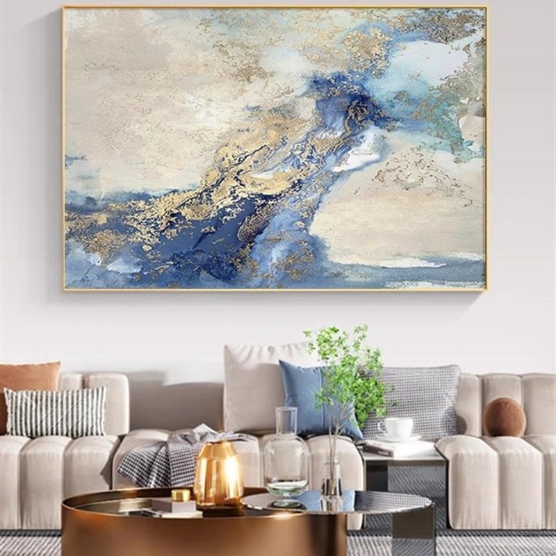 纯手绘油画客厅抽象装饰画简约玄关走廊挂画过道S楼梯星空壁画立图片