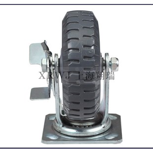 静音轮 聚氨酯脚轮 N200MM防滑转动轮 推车轮 8寸重型万向边刹轮