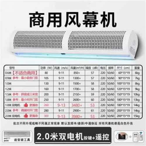 厂销门风机空g气幕门头大功率冷库门风帘商场饭店节能冷风06米隔