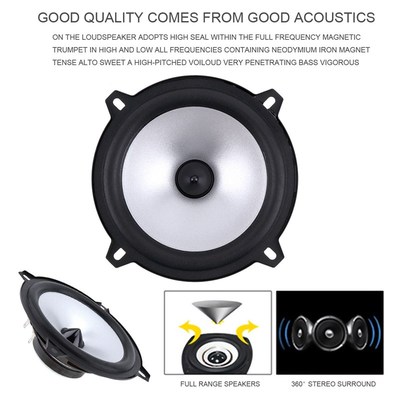 2pcs 5 Inch 60W 2 Way Car Coaxial Hifi LoudP Speaker Vehicle