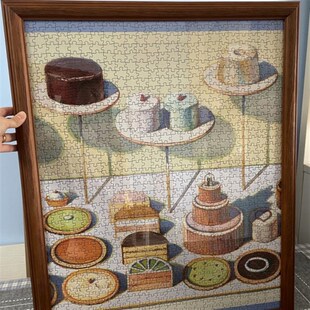 拉丝复古拼图框1000n片画框定制300500片实木框架美式相框送PS玻