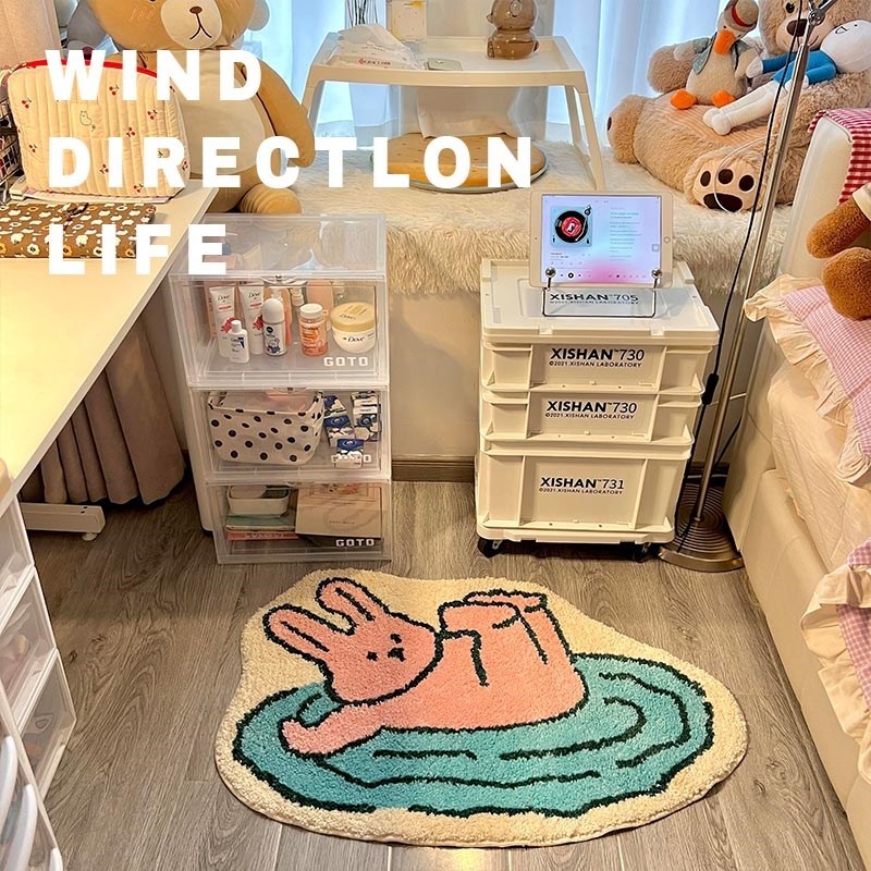 韩风ins风簇绒地毯入户客v厅卧室床边异形长绒茶几W出租屋改造毯