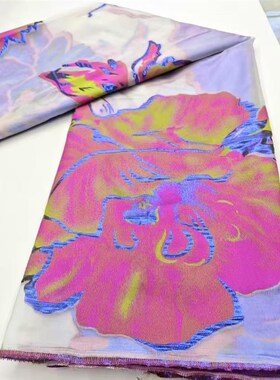 NEW 油画风大花型提花面料欧根w纱面料非洲礼服蓬蓬裙brocade lac