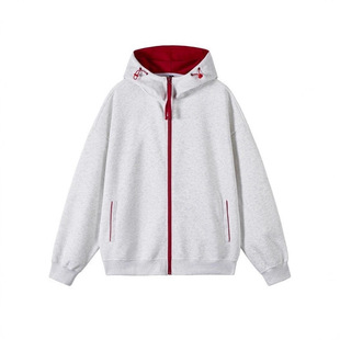 卫衣男潮牌宽松情侣休闲百搭连帽外套 撞色拉链开衫 美式 复古春秋季