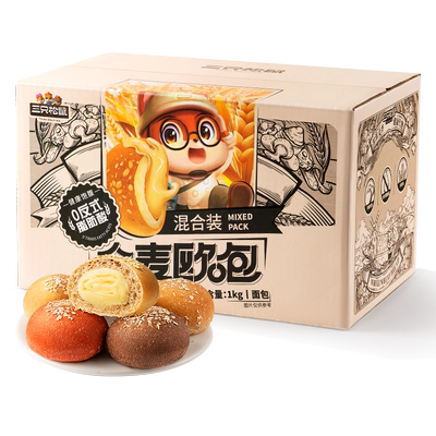 三只松鼠_全麦欧包1kg夹心面包