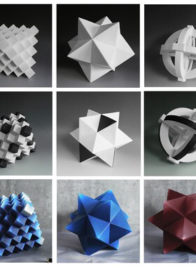 北欧简约现代创意砂岩工艺t立体几何方块摆件样板房软装品桌面摆